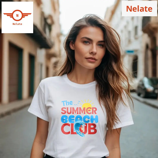 ’Summer Beach Club’ Women’s White T-Shirt