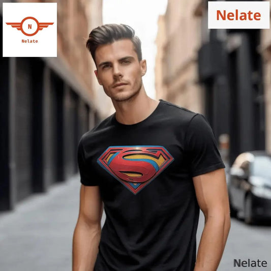 superman logo black t-shirt -  by Nelate - Men's T-shirt, Men’s T-shirt