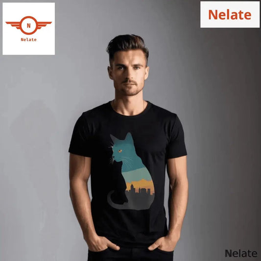 Transparent cat black t-shirt -  by Nelate - Men's T-shirt, Men’s T-shirt