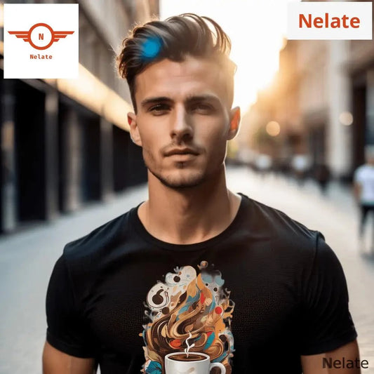 Vector animated coffee black t-shirt -  by Nelate - Men's T-shirt, Men’s T-shirt