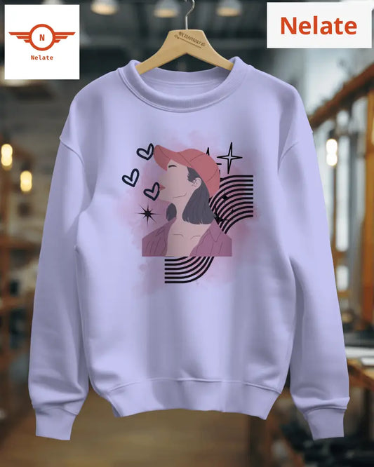’Women And Little Hearts’ Lavender Women’s Sweatshirt