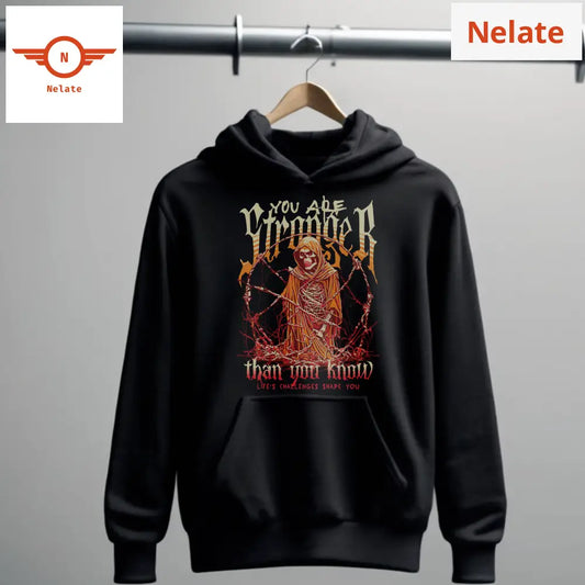 ’You Are Stronger’ Black Hoodie For Men
