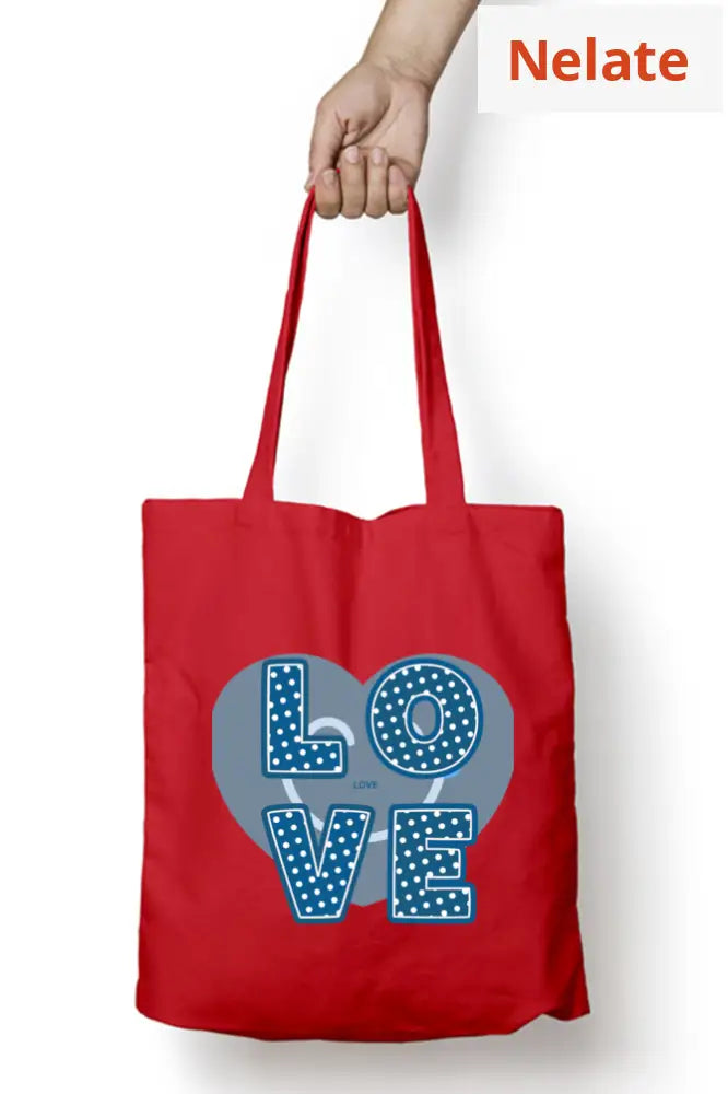 ’Love’ Tote Bag Zipper Red / Standard