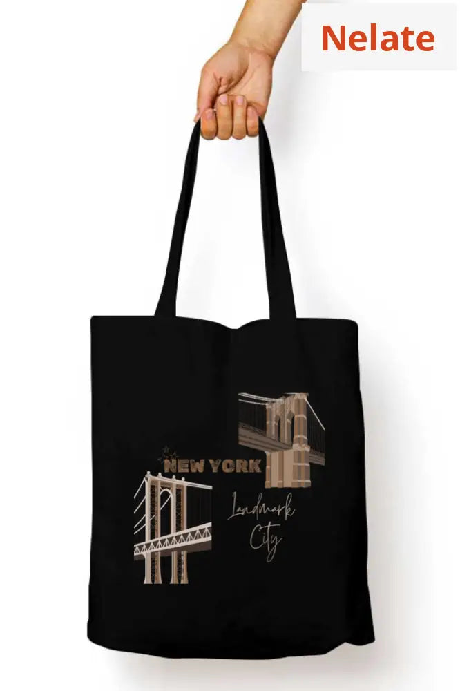 ’Newyork’ Tote Bag Zipper Black / Standard