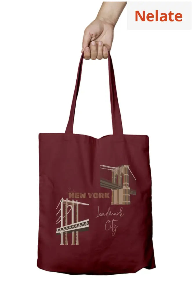 ’Newyork’ Tote Bag Zipper Maroon / Standard
