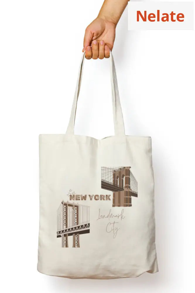 ’Newyork’ Tote Bag Zipper White / Standard